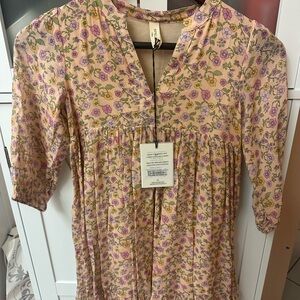 Spell Floral Dress with Pink and Yellow Accents